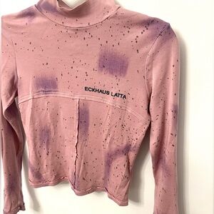 Eckhaus Latta long sleeve mock / turtleneck crop shirt // size M // purple pink